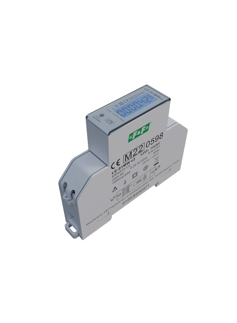 Jednofazowy licznik zużycia energii czynnej, biernej, Modbus RTU, wielotaryfowy