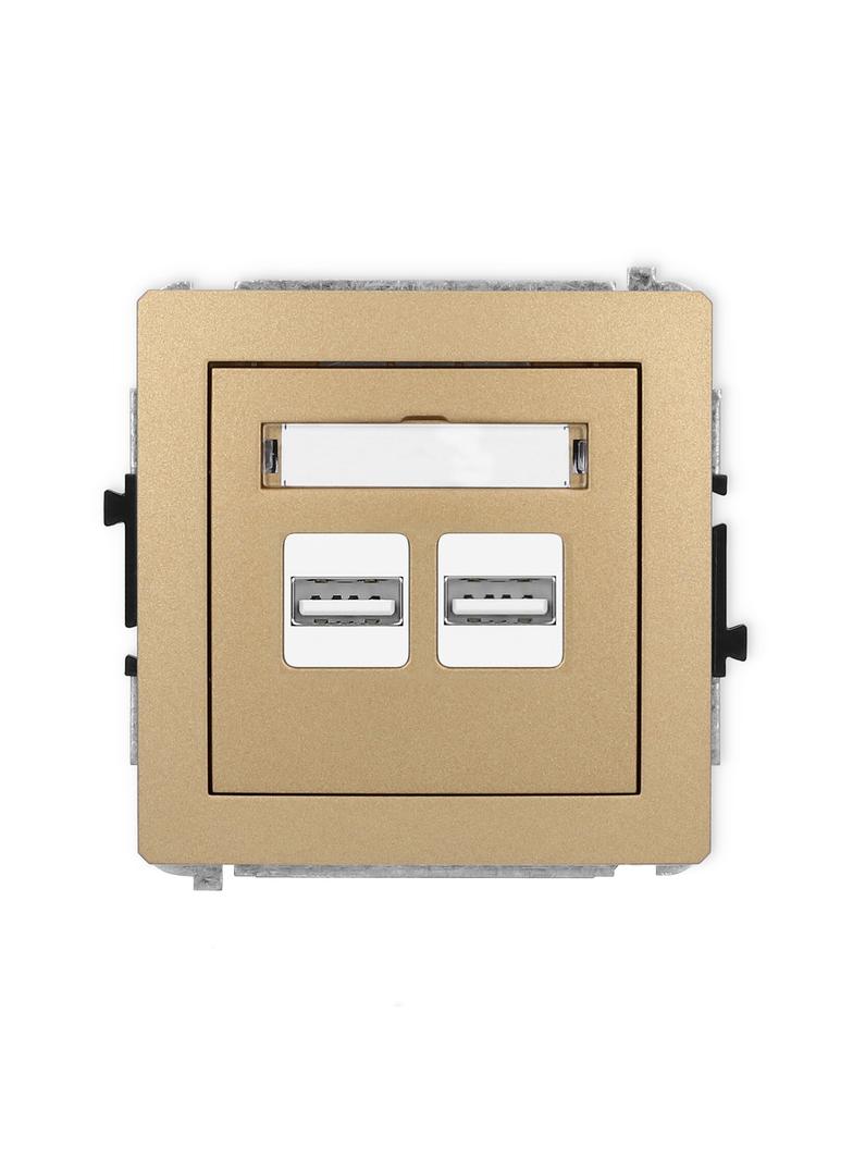 DECO Ładowarka USB podwójna 2xUSB A, 15,5W max., 5V, 3.1A złoty metalik 8DCUSB-6 KARLIK