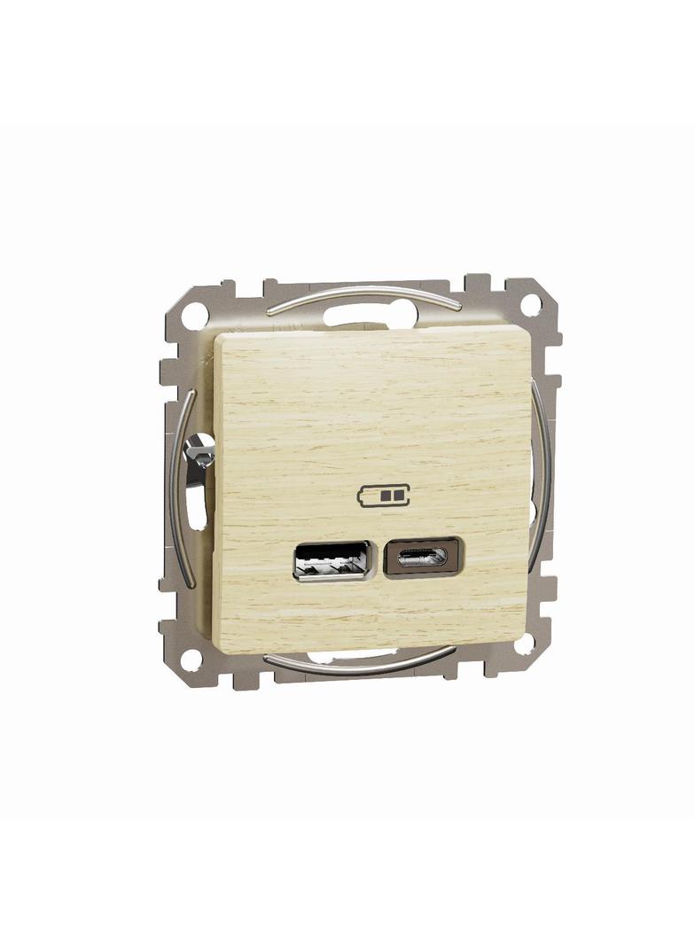 Sedna Design & Elements, gniazdo ładowania USB A+C 2,4A, brzoza