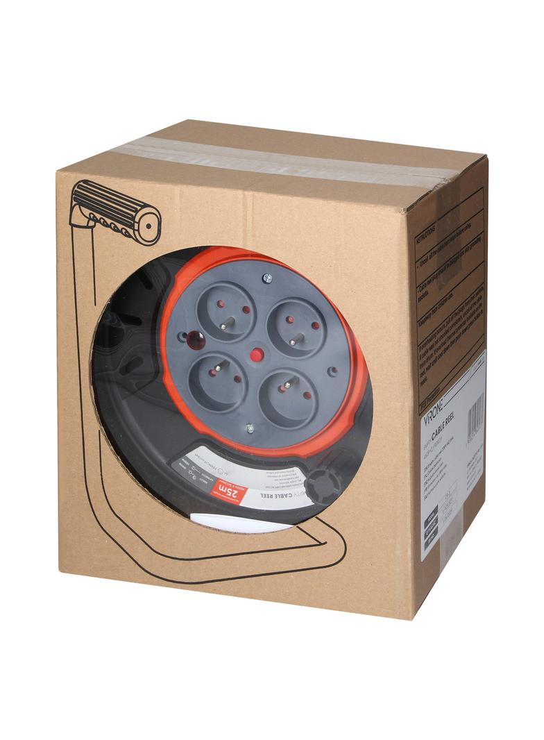 Zwijak bębnowy IP20 4x2P+Z 16A 230V, H05RR-F 3x1,5mm2, 25m