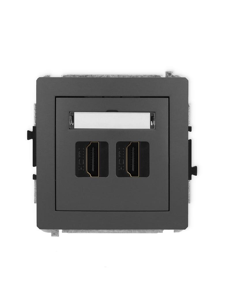 DECO Mechanizm gniazda podwójnego HDMI 2.0 grafitowy mat