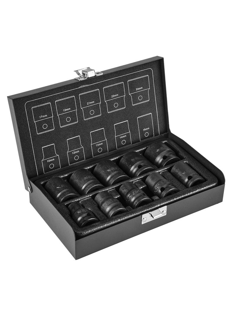 Nasadki udarowe 1/2", 10-24 mm, zestaw 10 szt.