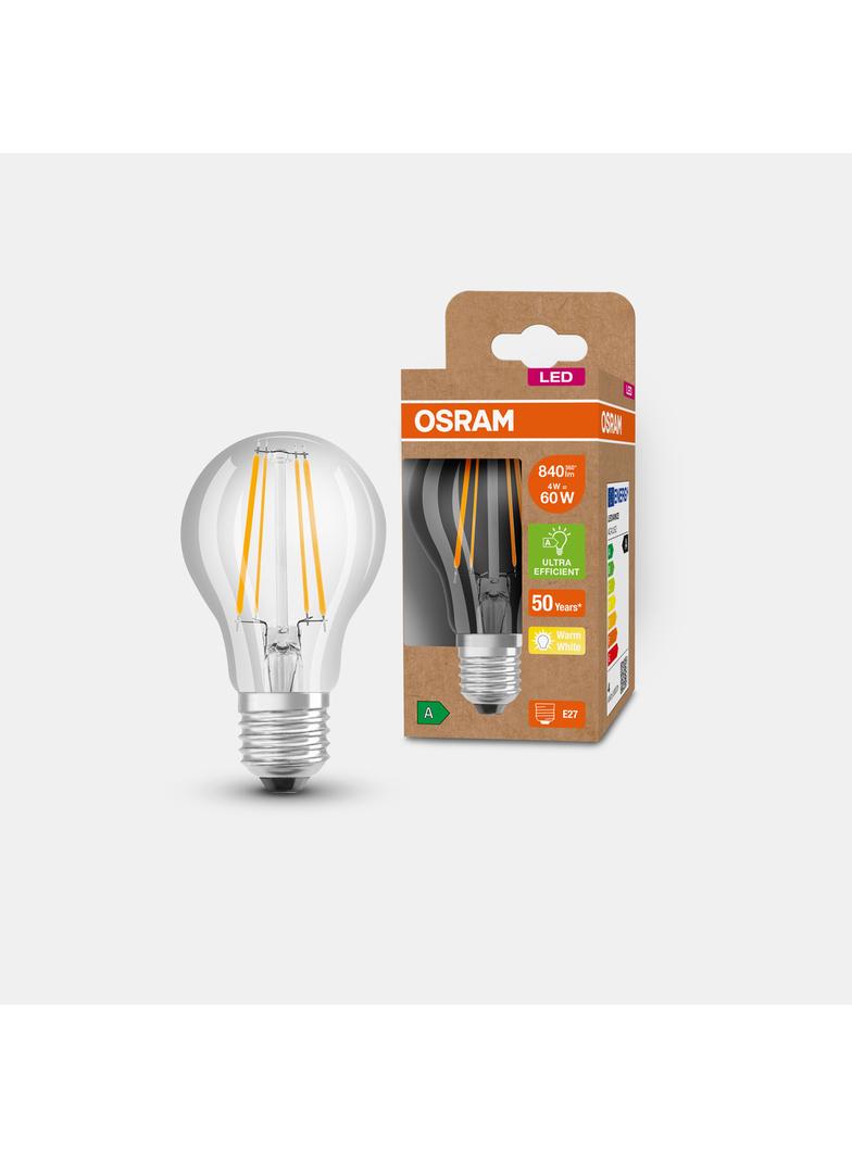 Lampa LED Classic A60 energooszczędna szkło przezroczyste 4W 830 E27 OSRAM