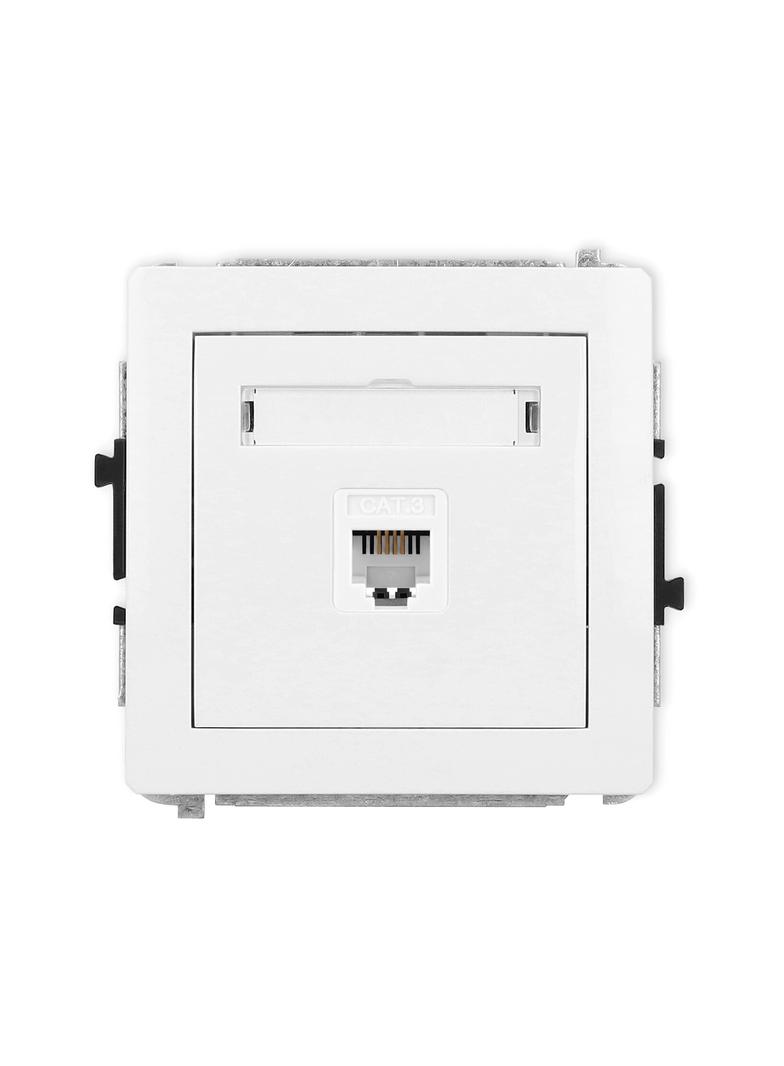DECO Mechanizm gniazda telefonicznego pojedynczego 1xRJ11, 4-stykowy, beznarzędziowe biały
