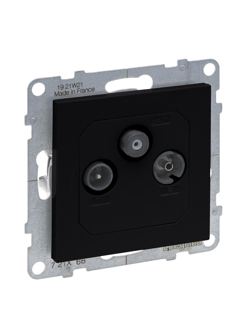 SUNO - Gniazdo TV-R-SAT przelotowe 14 dB, Czarny, Legrand