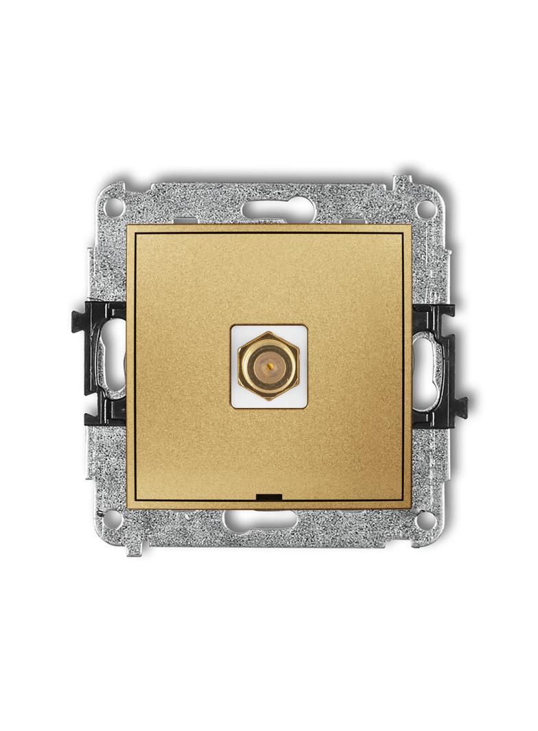 MINI Mechanizm gniazda antenowego pojedynczego typu F (SAT) pozłacany, bez pola opisowego złoty