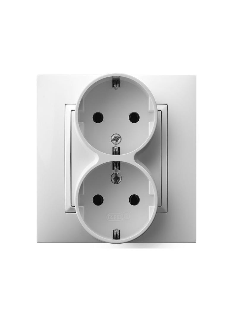 ARIA Gniazdo podwójne z uziemieniem schuko kompletne z ramką - kolor biały