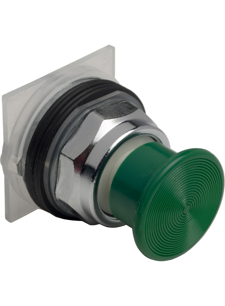 Harmony 9001K Przycisk grzybkowy O35 zielony wkręcany napęd 2 pozycyjny metalowy 9001KR24G