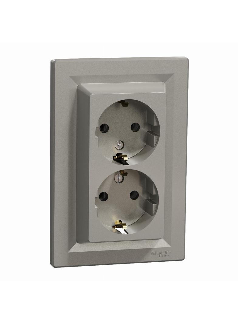 Asfora, gniazdo podwójne schuko, brąz