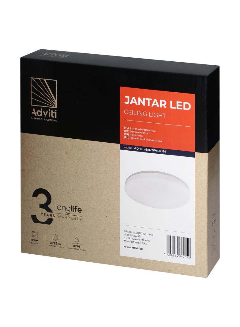 JANTAR plafon LED 30W, 3225 lm, 4000K, klosz PC, IP54 AD-PL-6470WLPM4 ORNO