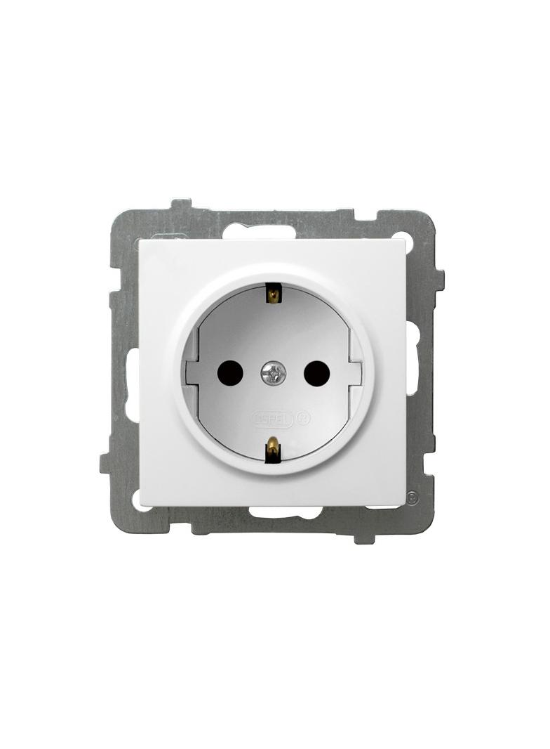 AS Gniazdo pojedyncze z uziemieniem schuko - kolor biały