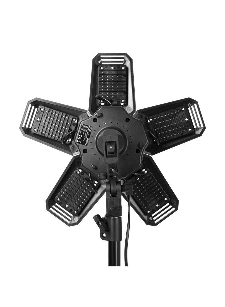 RIGEL LED zestaw: lampa warsztatowa składana 5-skrzydłowa 55W + statyw + adapter