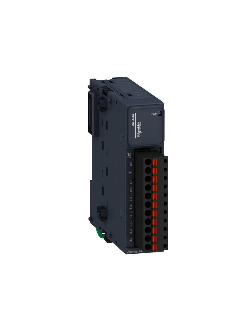 Modicon TM3, moduł wyjść analogowych, 4 wyjścia prąd/napięcie, zaciski sprężynowe