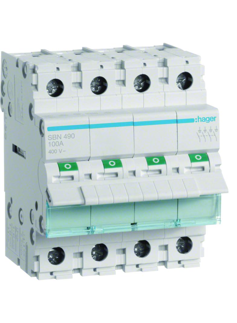 Modułowy rozłącznik izolacyjny 4P 100A 400VAC SBN490 HAGER