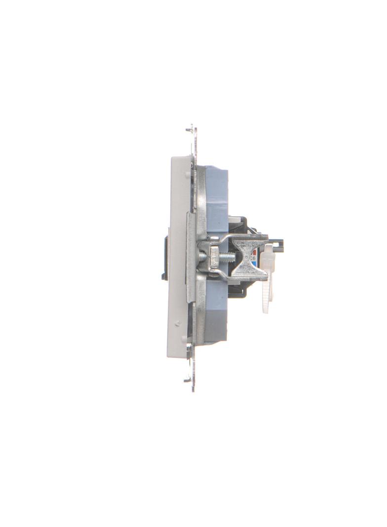 Simon 55 Gniazdo komputerowe pojedyncze RJ45 kategoria 6 z przesłoną przeciwkurzową Jasnoszary mat