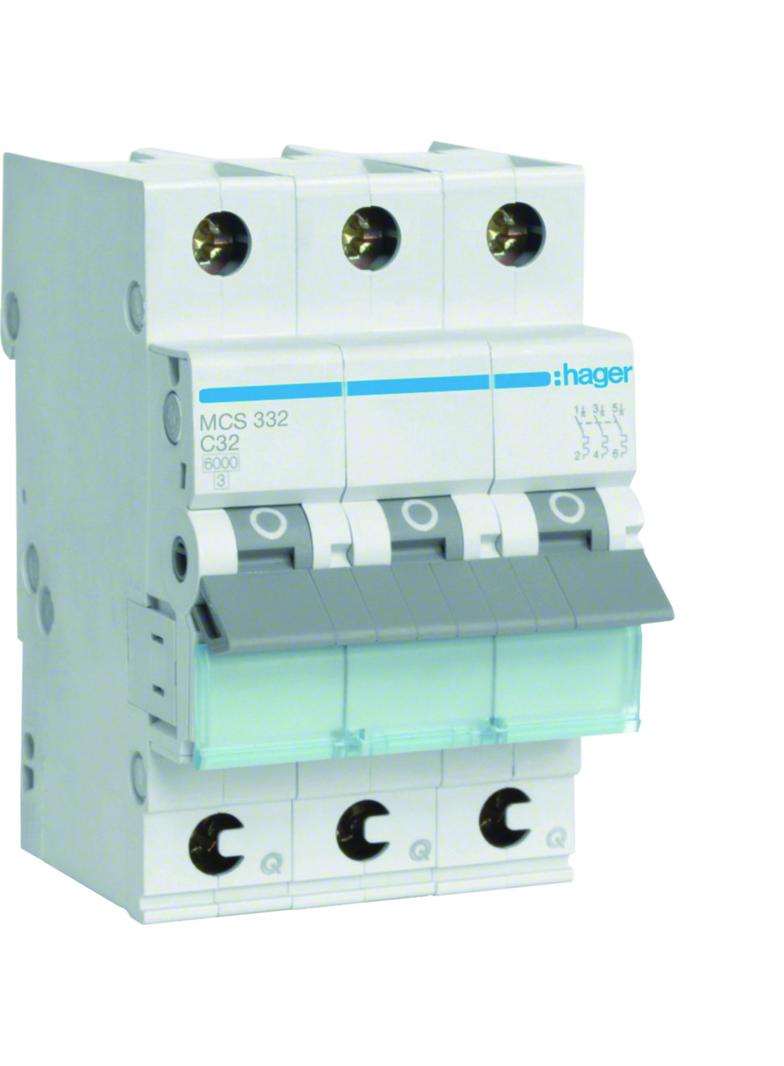MCB Wyłącznik nadprądowy 6kA 3P C 32A QuickConnect MCS332 HAGER