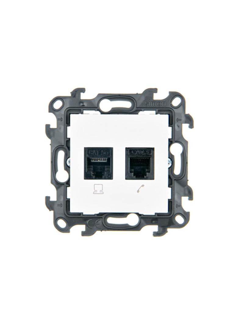 Simon 24 Gniazdo komputerowe RJ45 kat. 5e + telefoniczne RJ12 biały N5T12.01/11