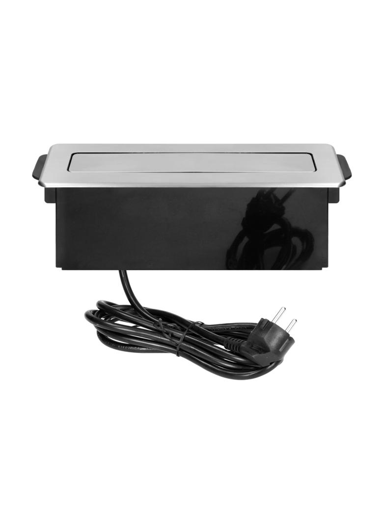 Gniazda wysuwane z blatu z płaskim frezowanym rantem ładowarką USB i przewodem 2m 3 gniazda typ E OR