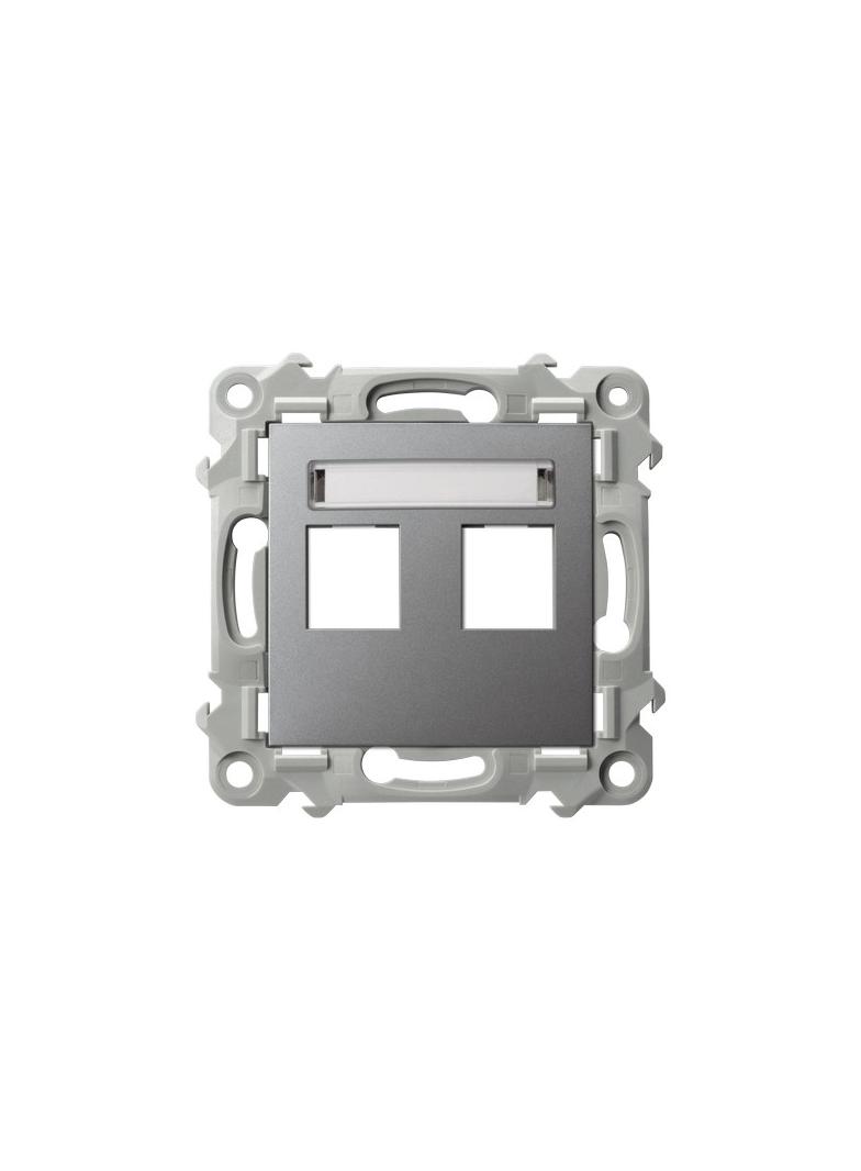 SZAFIR Obudowa gniazda podwójnego typu Keystone prosta - kolor szary mat
