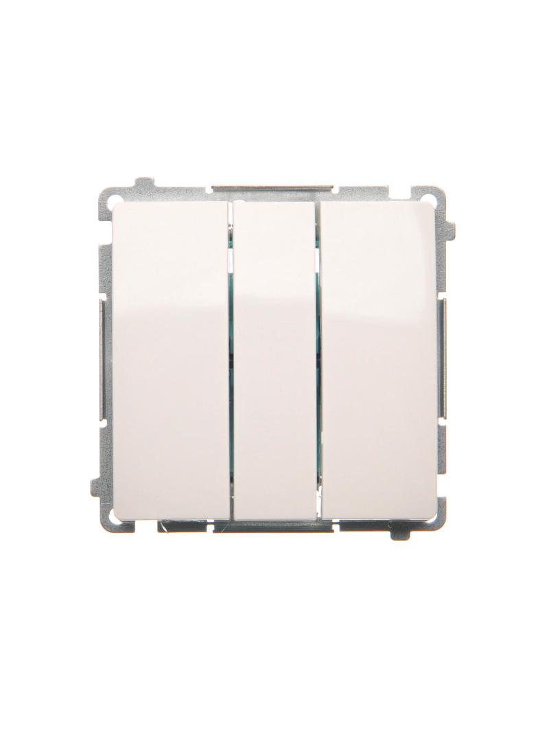 Simon Basic Przycisk potrójny z podświetleniem LED 10A 250V szybkozłączka biały BMP31L.01/11 KONTAKT