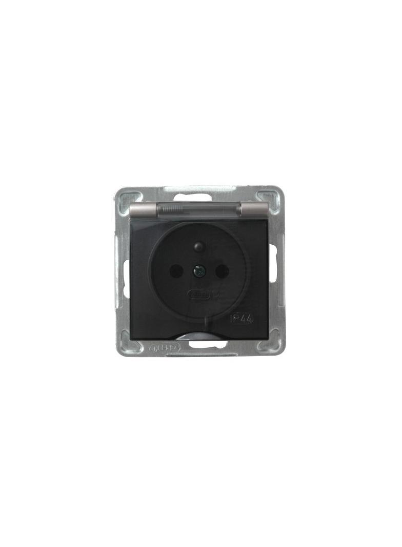 IMPRESJA Gniazdo bryzgoszczelne z uziemieniem IP-44 wieczko przezroczyste - kolor tytan