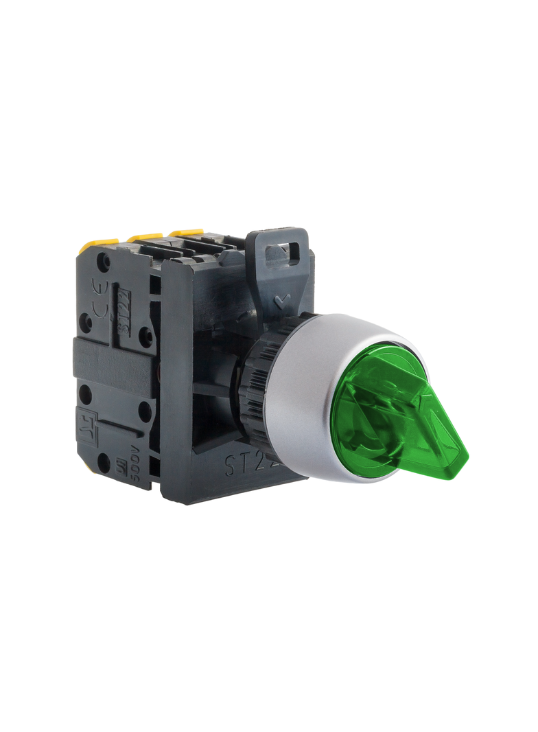 2-POŁ ŁĄCZNIK POKR ZIELONY.1ZW PODŚW AC(24V-230V),DC(24V-110V)