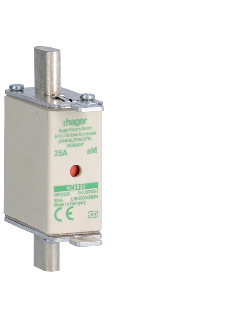 Wkładka bezp. nożowa NH000 wsk.podw. uchwyt nieiz. aM 25A 690VAC LNH000025M6A HAGER