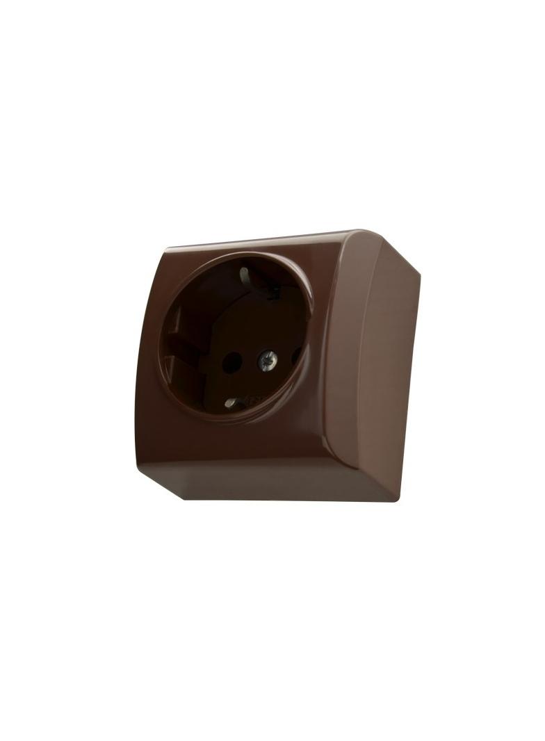 BIS Gniazdo pojedyncze z uziemieniem schuko - kolor brązowy
