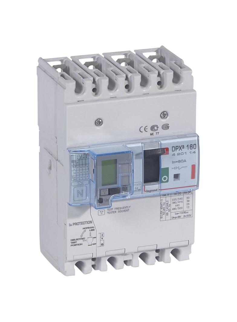 Wyłącznik DPX3 160 Z Zab. R-Pr. 4P 80A 36kA 420114 LEGRAND