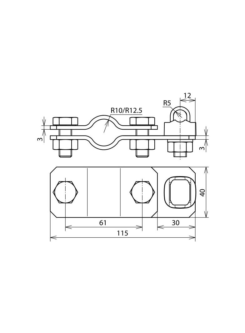 Obejma do uziomów fi 25 mm, St/tZn