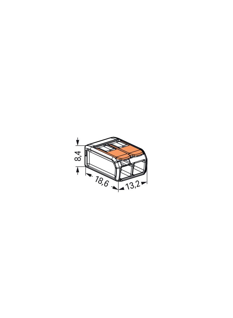 Szybkozłączka z dźwignią 2x 0,2‑4mm2 transparentna / pomarańczowa 221‑412 /100szt./ WAGO