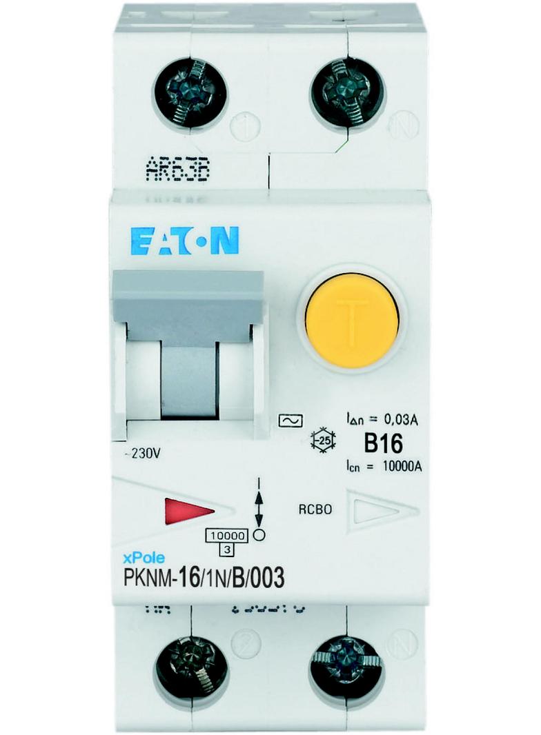 Wyłącznik różnicowo-nadprądowy 2P 16A B 0,03A typ AC PKNM 16/1N/B/003 236200 EATON