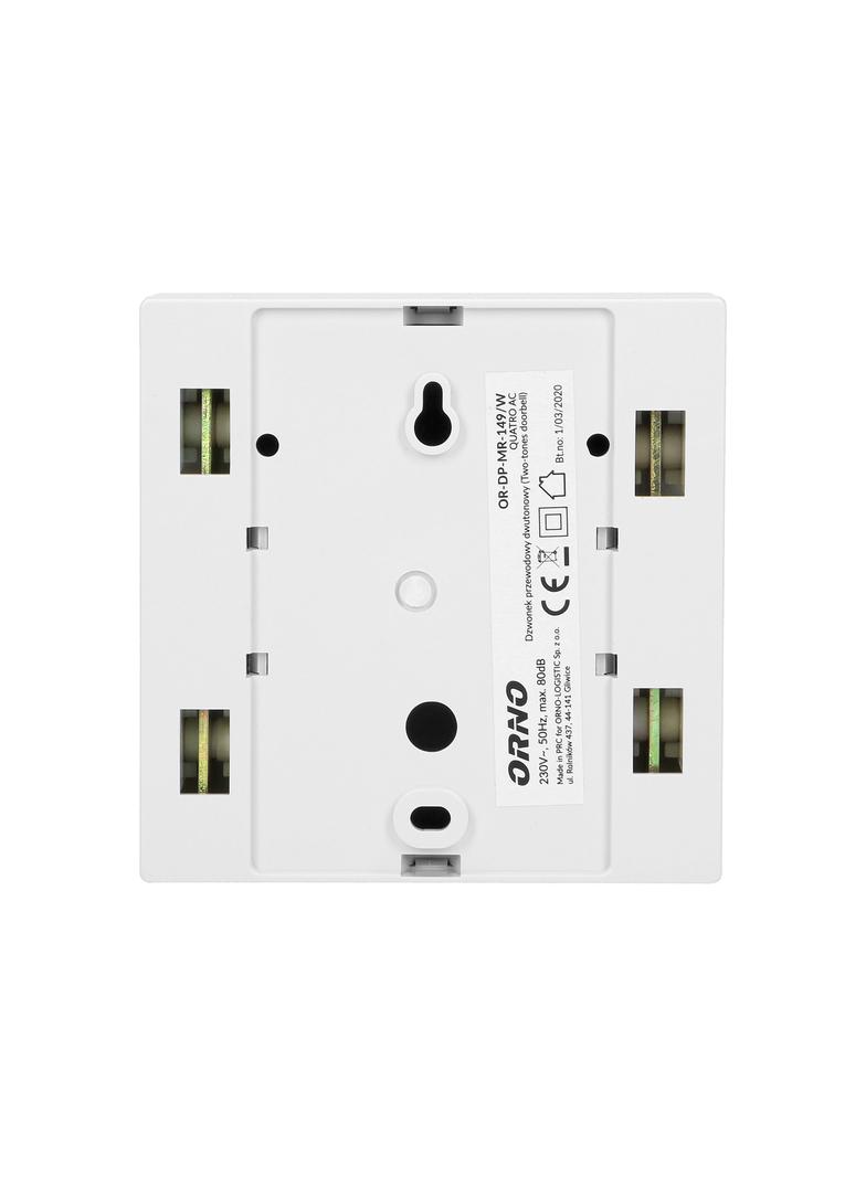 Dzwonek elektromechaniczny dwutonowy QUARTO AC 230V biały OR-DP-MR-149/W ORNO