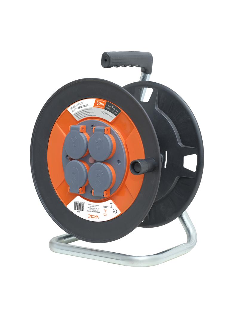 Bryzgoszczelny zwijak bębnowy IP44 4x2P+Z 16A 230V, H05VV-F 3x1,5mm2, 50m