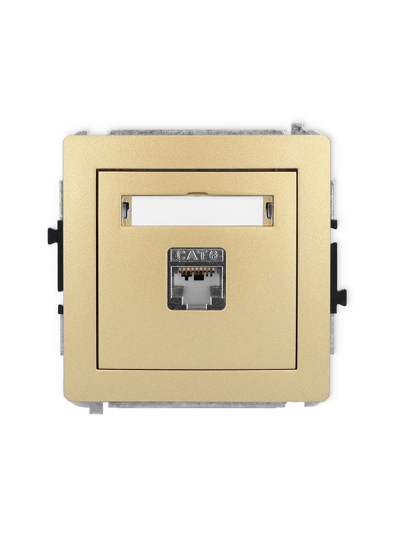 DECO Mechanizm gniazda komputerowego pojedynczego 1xRJ45, kat. 5e, ekranowany, 8-stykowy złoty