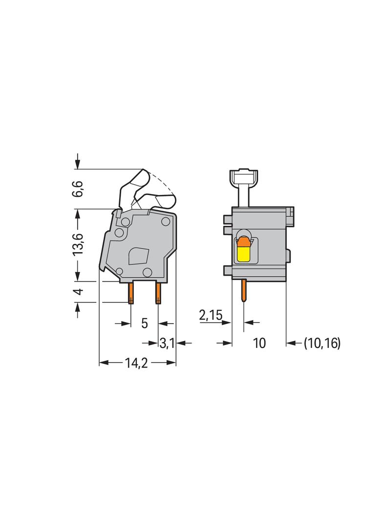 złączka do płytek drukowanych jasnoszara raster 10/10,16 mm