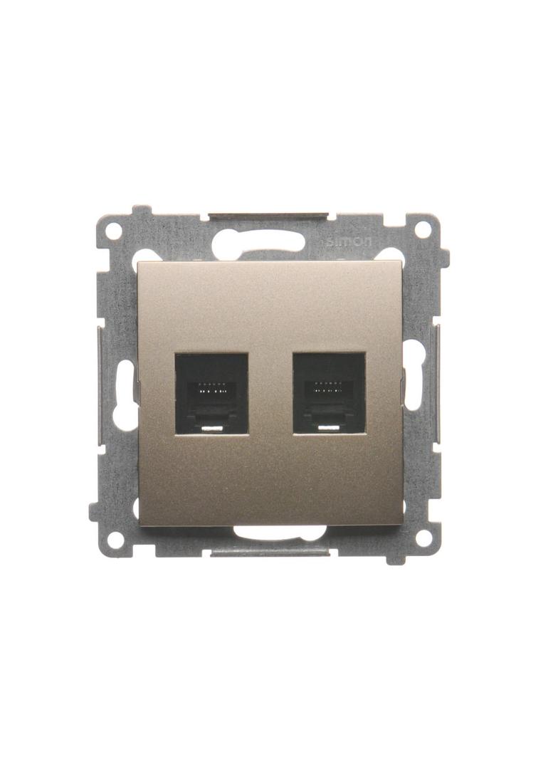 Simon 54 Gniazdo telefoniczne podwójne RJ12 złoty mat