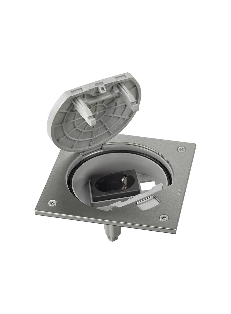 Simon Connect Wkład z pokrywą z gn. schuko + puste miejsce na wkład RJ45 stal nierdz. KSE10U/23/72 KONTAKT