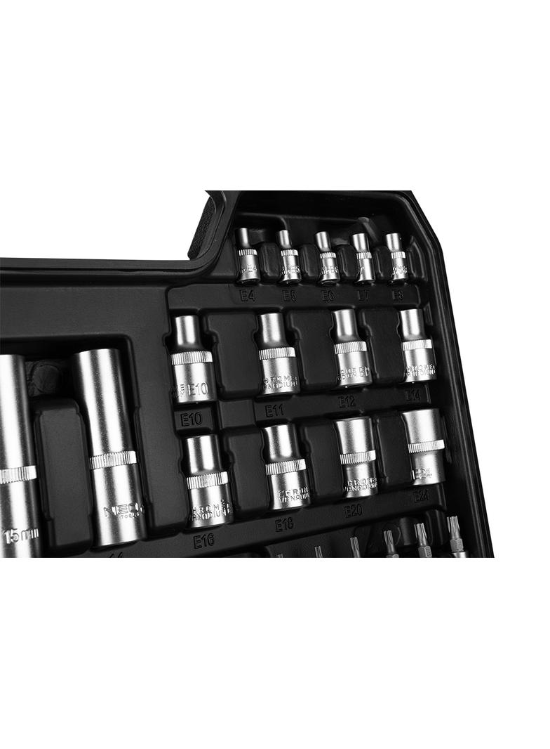 Zestaw kluczy 110 elementów 1/2",1/4", satynowy