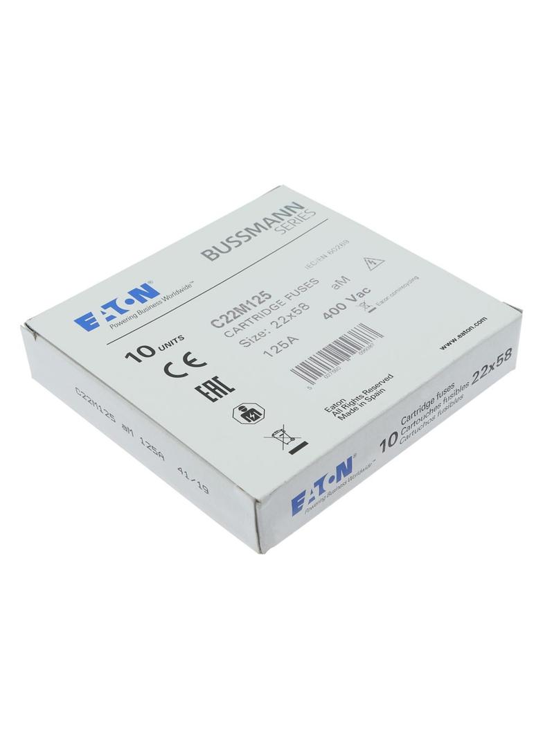 CYLINDRICAL FUSE 22 x 58 125A AM 400V AC Wkładka cylindryczna 22 x 58mm 125A AM 400V AC C22M125 EATO