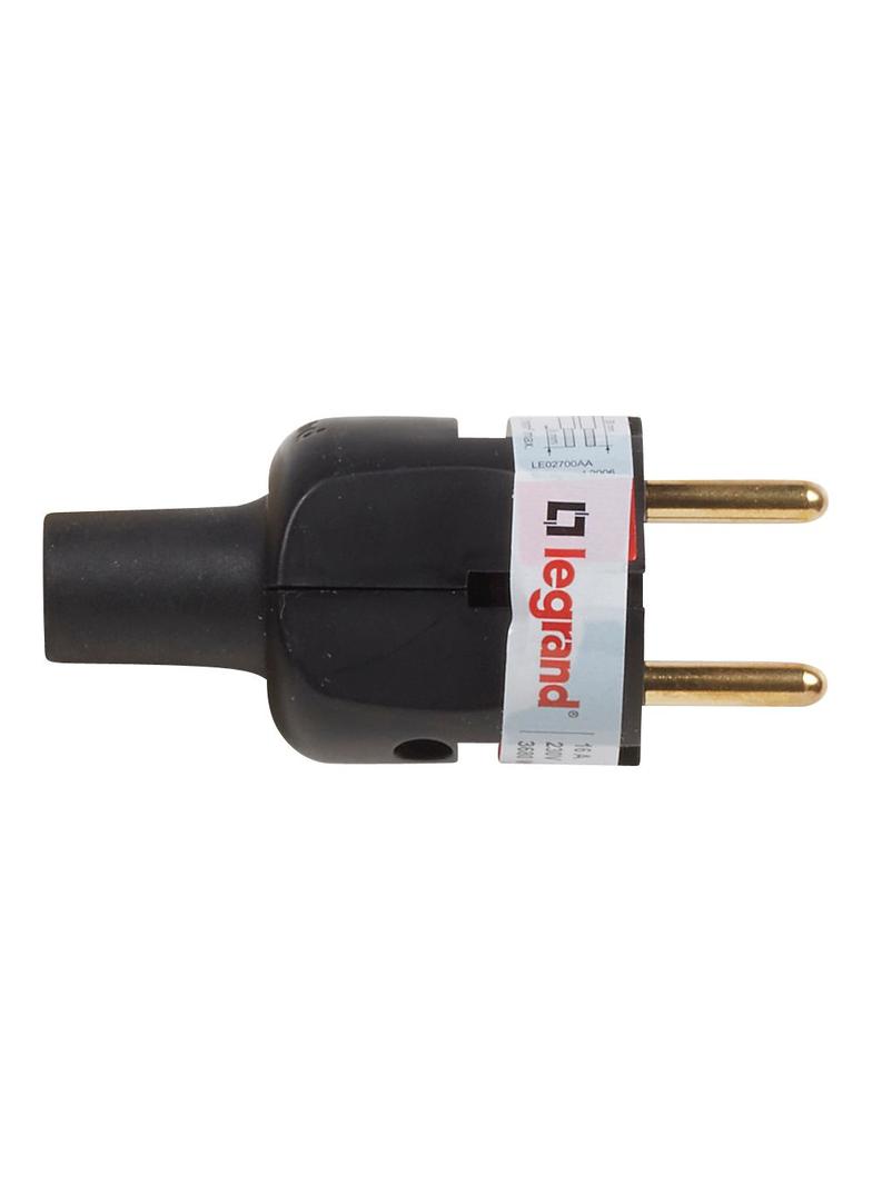 WTYCZKA 2P - 16A - CZARNA - GUMOWE WYJŚCIE PRZEWODU, Legrand