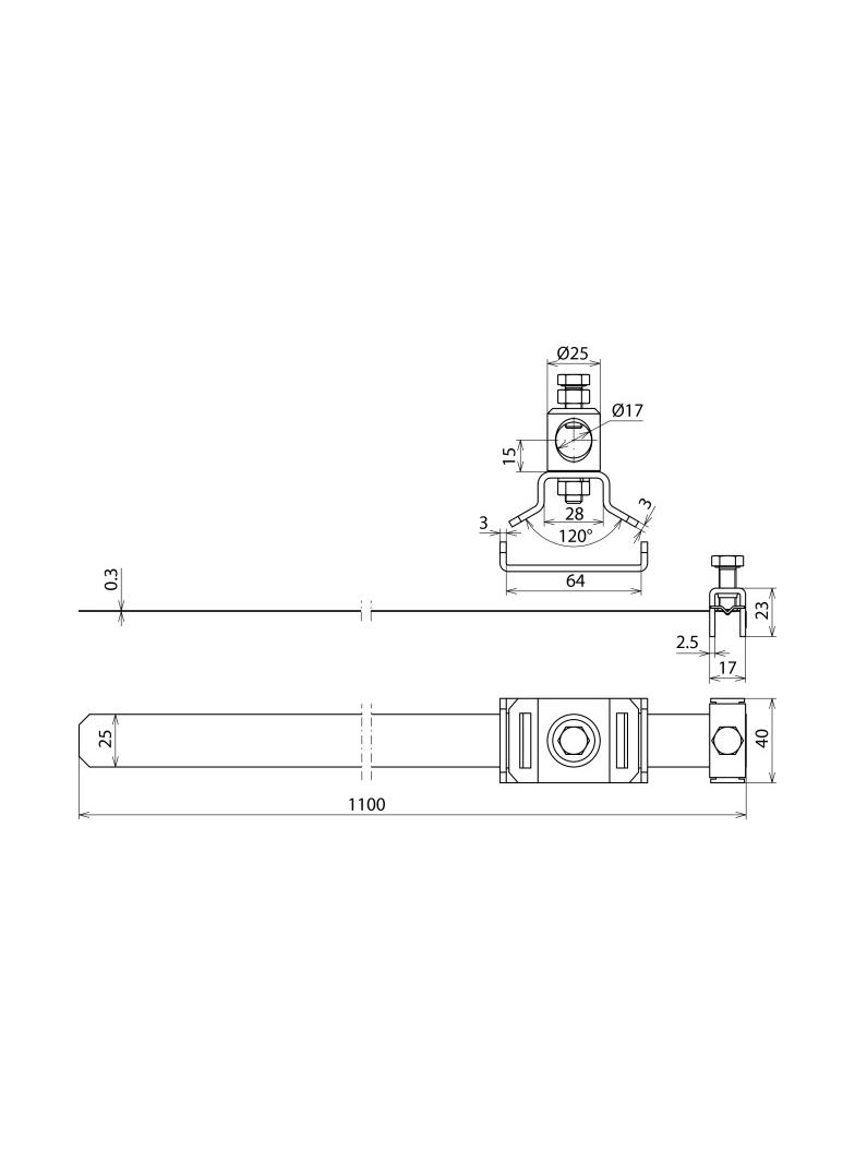Obejma taśmowa dla iglic 16 mm, do profili 40x60 do 70x70 mm, stal nierdzewna NIRO
