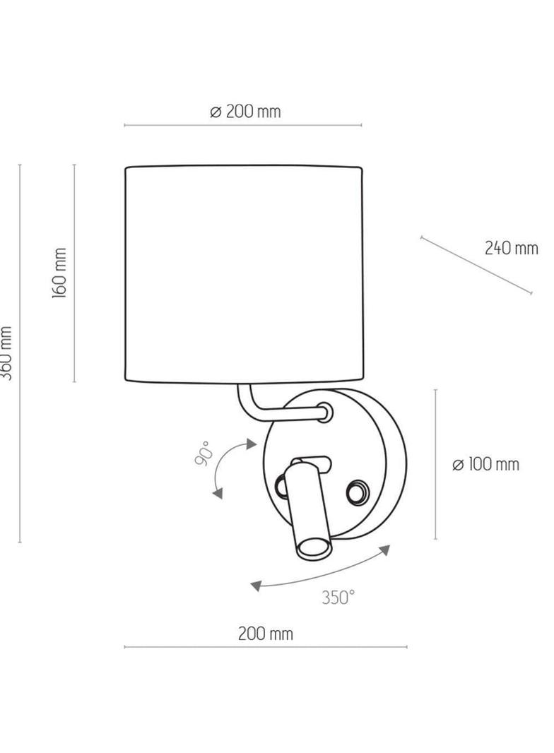 TK-Lighting kinkiet Richi 1xE27 max 60W + 1xCOB *3W LED 4000K 90lm czarny