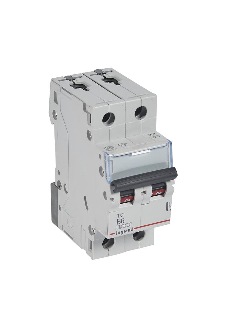 Wyłącznik Nadprądowy 2P B6A 6kA AC S302 TX3 403383 LEGRAND
