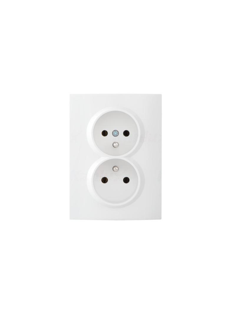 LOGI Gniazdo podwójne kompletne śrubowy Biały 16A 250V 021261102 25094 KANLUX