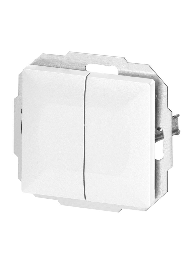 Łącznik podtynkowy schodowy podwójny Pearl, 10A, 250V, WP-2/5P, biały