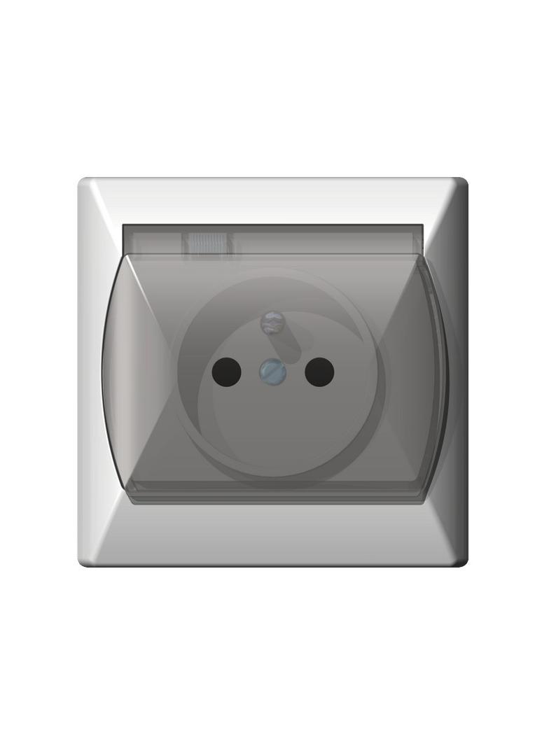 AKCENT Gniazdo bryzgoszczelne z uziemieniem IP-44 wieczko przezroczyste - kolor biały