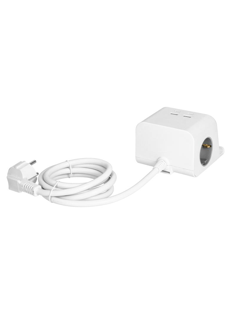 Listwa zasilająca nabiurkowa ładowarką USB śrubowym zaciskiem mocującym i przewodem 1,5m ( OR-AE-132