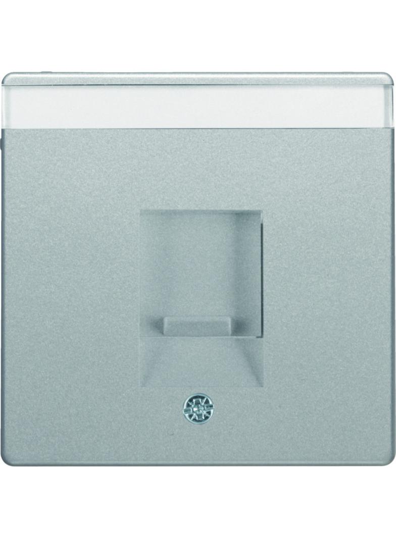 BERKER Q.x Płytka czołowa pojedyncza zasuwa chroniące przed kurzem pole opisowe aluminium aksamit la