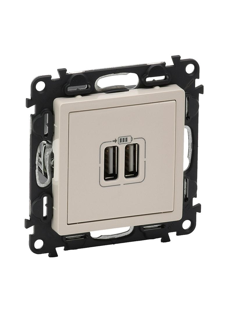 VALENA LIFE ŁADOWARKA Z GNIAZDEM 2 x USB KREMOWA, Legrand